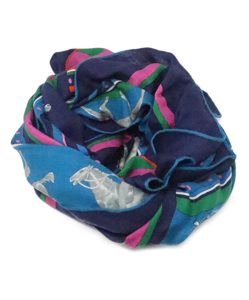 Hermes Blue & Purple Cashmere Shawl 