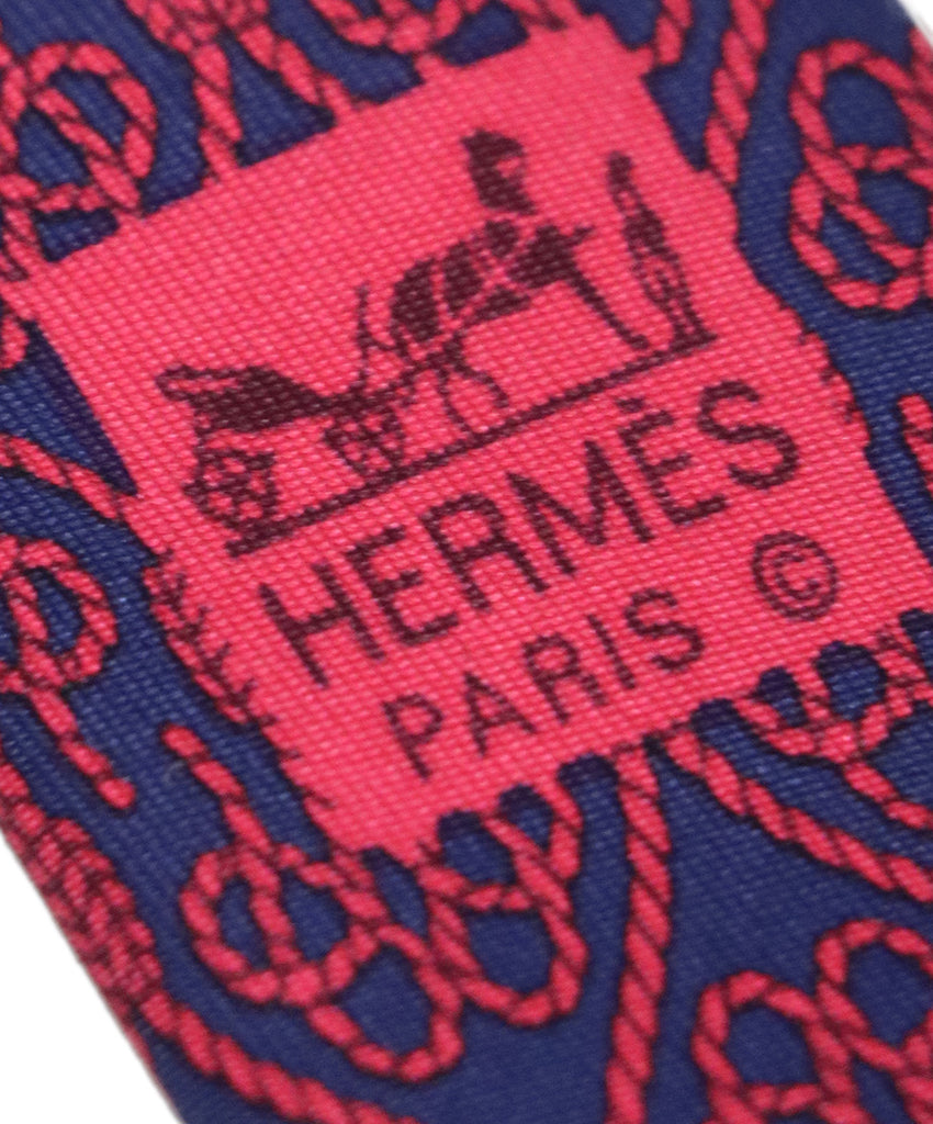 Hermes Navy & Red Print Tie 4