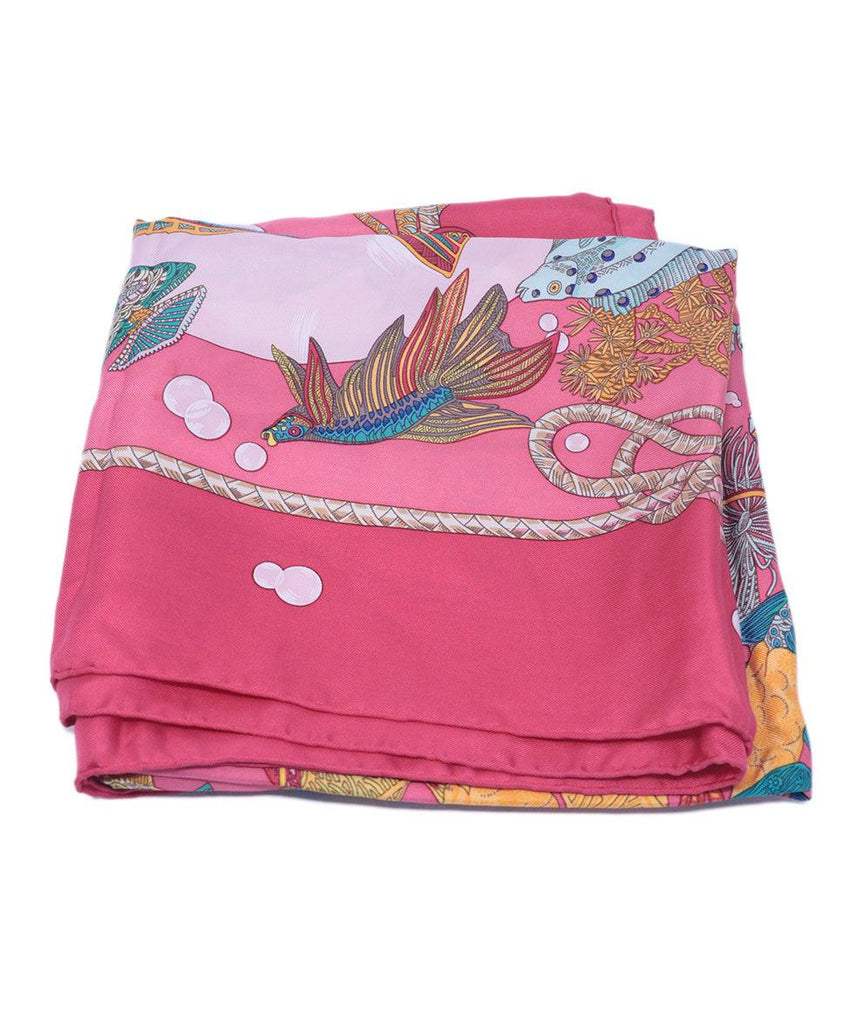 Hermes Fuchsia Fish Print Scarf 4