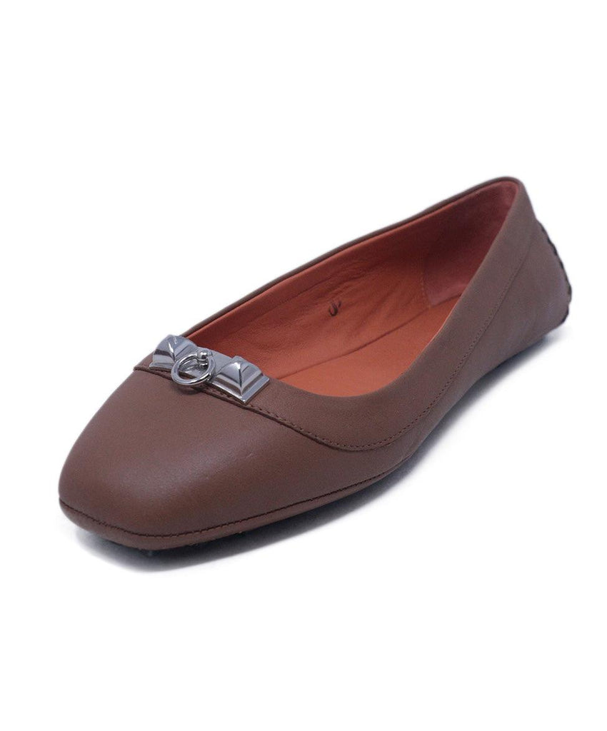 Hermes Tan Leather Flats 