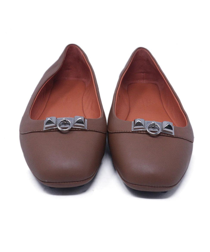 Hermes Tan Leather Flats 3