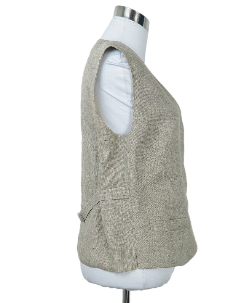 Hermes Taupe Herringbone Wool Vest 1