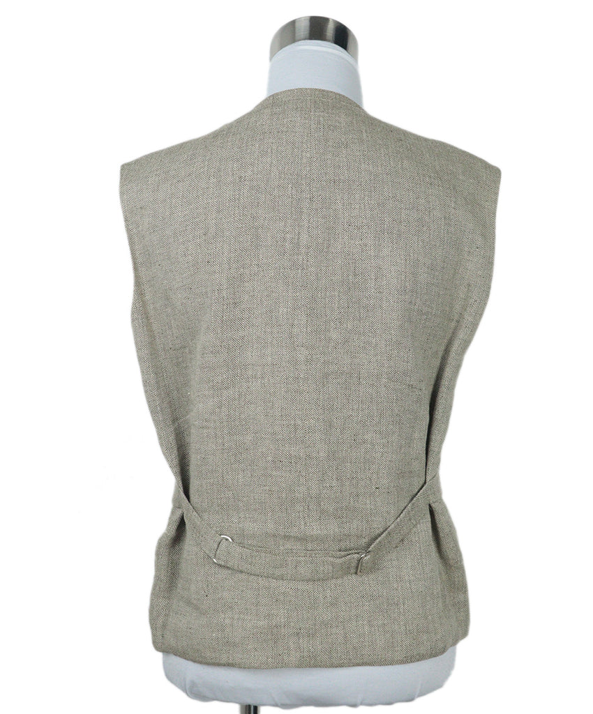 Hermes Taupe Herringbone Wool Vest 2