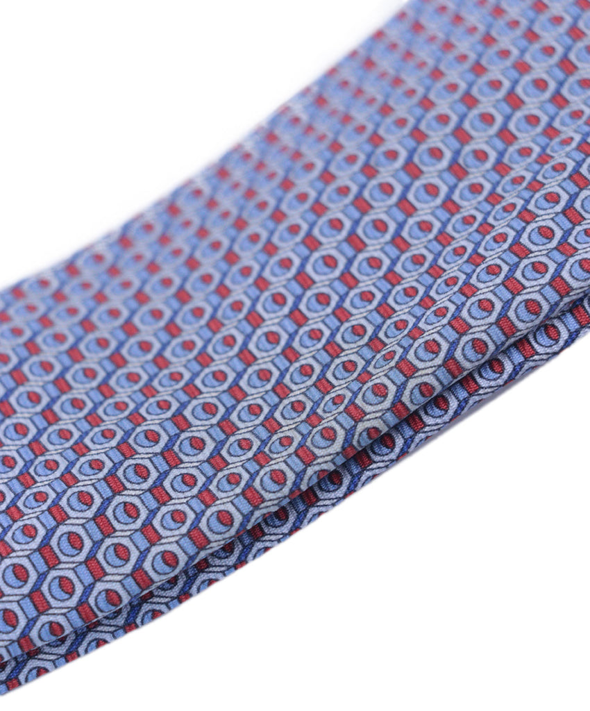 Hermes Red & White Print Silk Tie 3