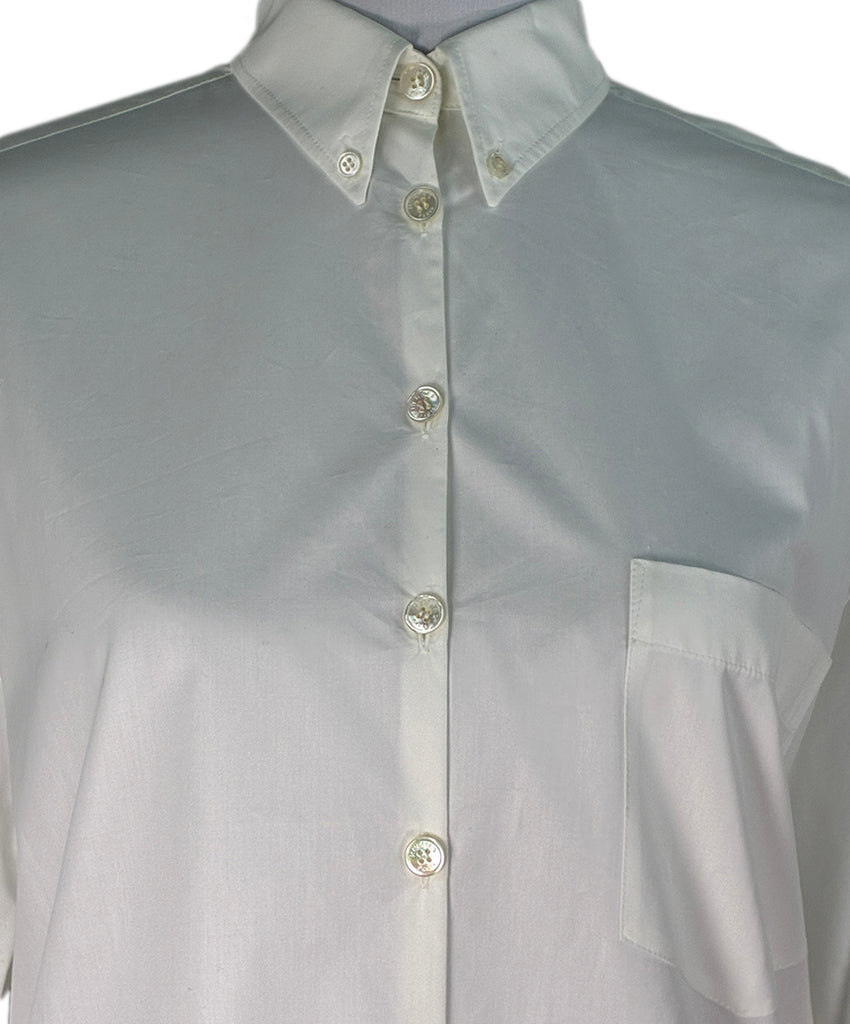 hermes dress shirt Hermes White Cotton Longsleeve Shirt Sz 8 l Michael's Luxury Consignment –  Michael's Consignment NYC
