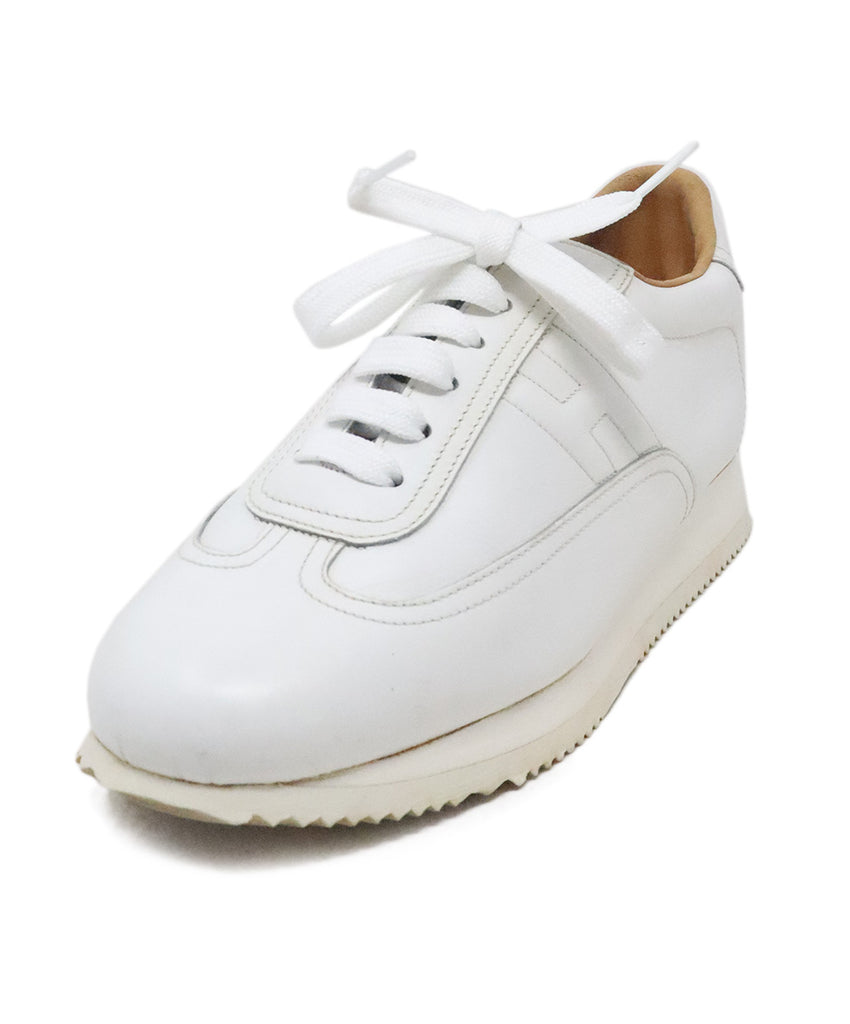 Hermes White Leather Sneakers 