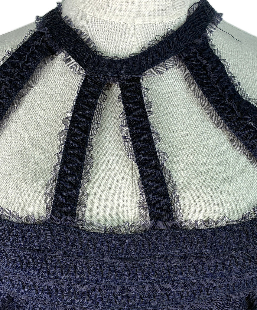 Herve Leger Navy Tulle Trim Dress sz M l Michael's Luxury Consignment – Michael's Consignment NYC