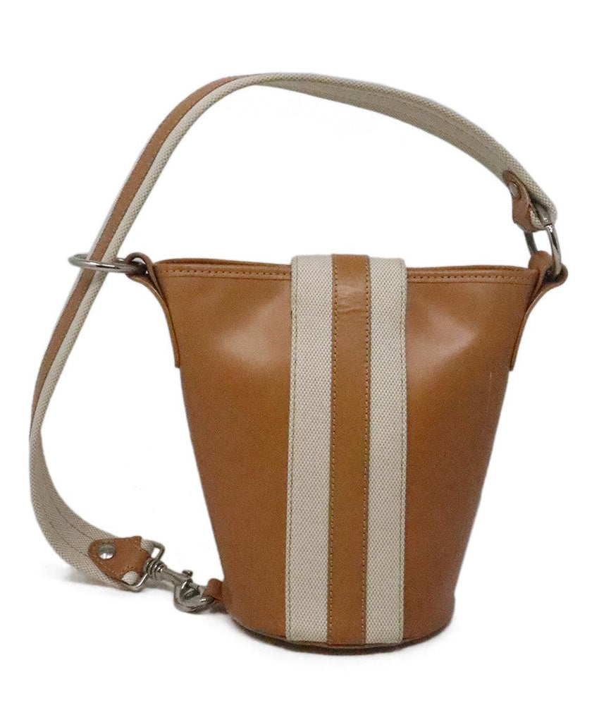 Hogan Tan Leather & Ivory Canvas Satchel 2