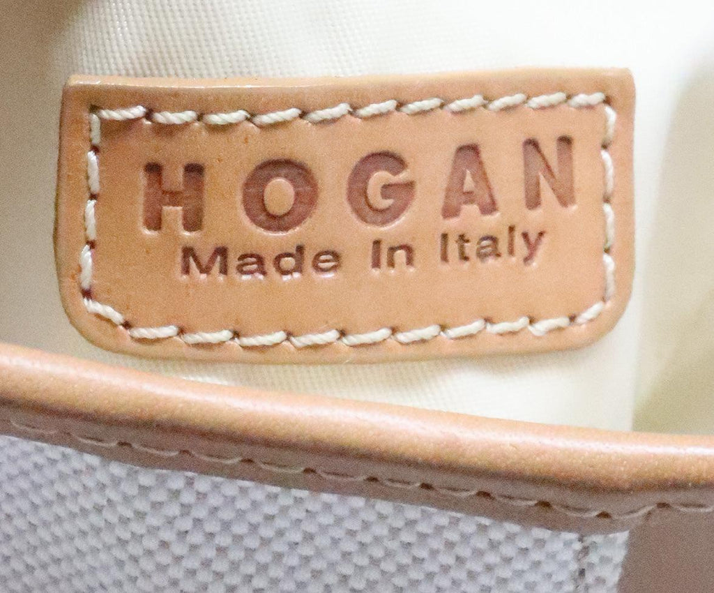 Hogan Tan Leather & Ivory Canvas Satchel 6