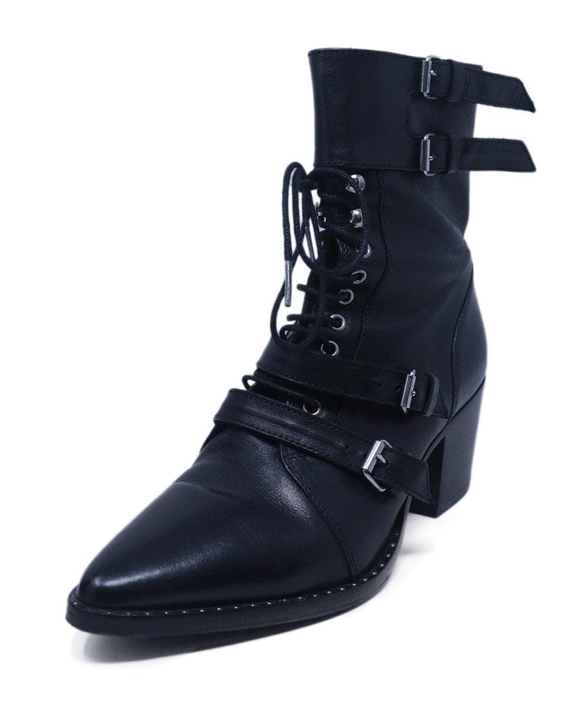 IRO Black Leather Buckle Booties 