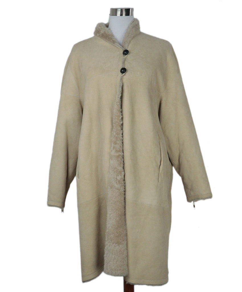 Isabel Marant Beige Abazoe Shearling Coat 