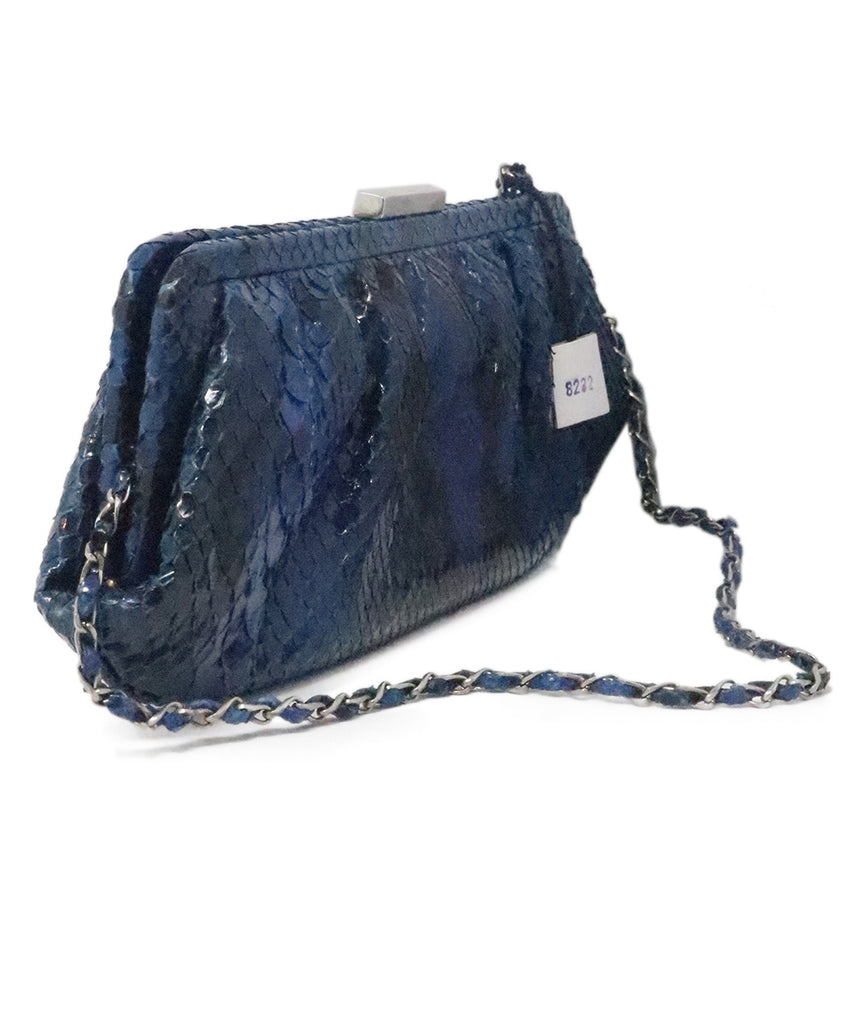 Blue & Black Python Leather Clutch 1