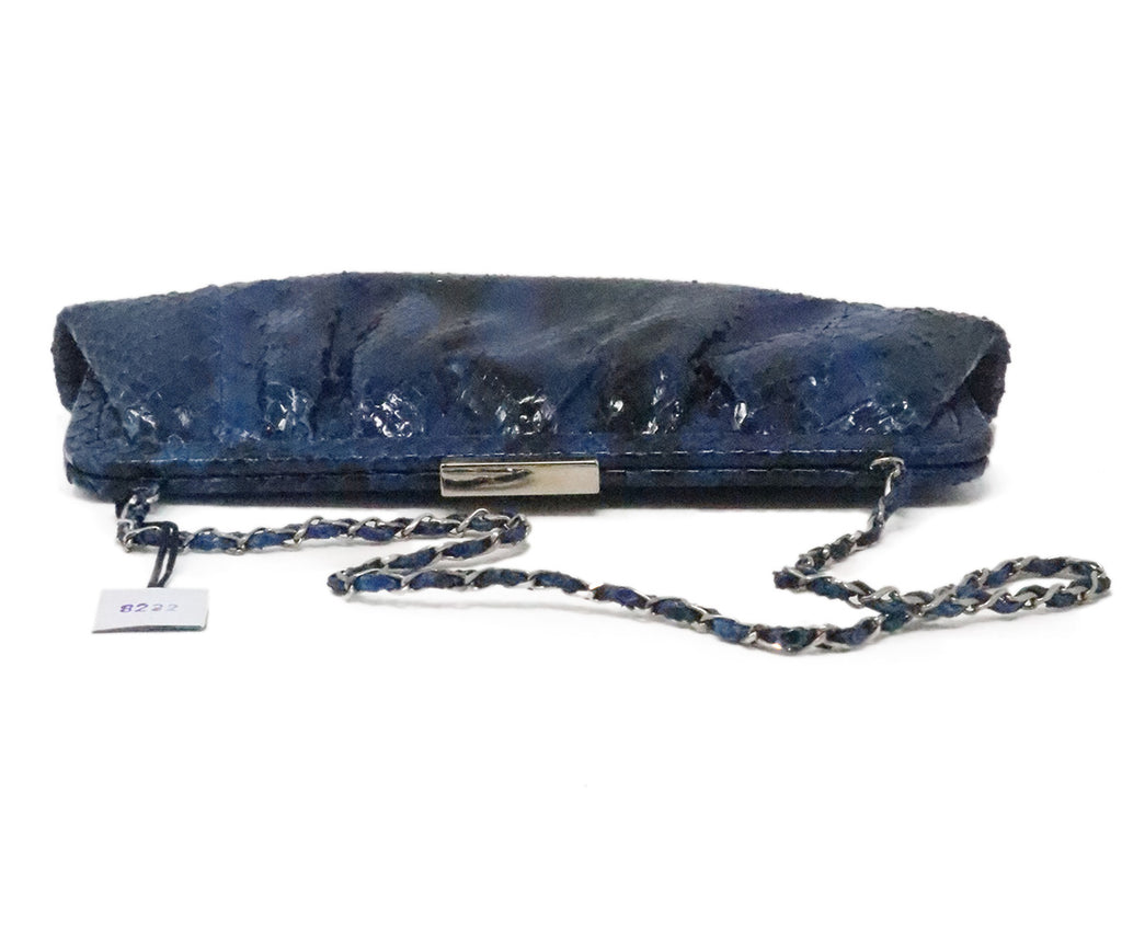 Blue & Black Python Leather Clutch 4