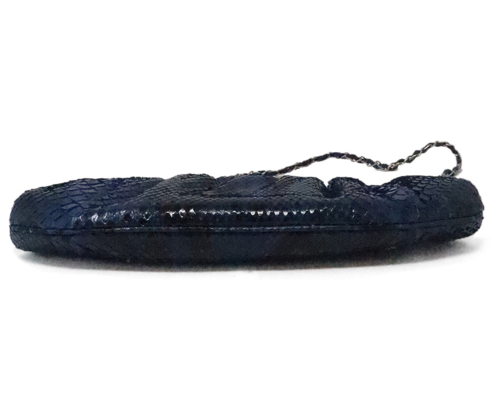 Blue & Black Python Leather Clutch 3