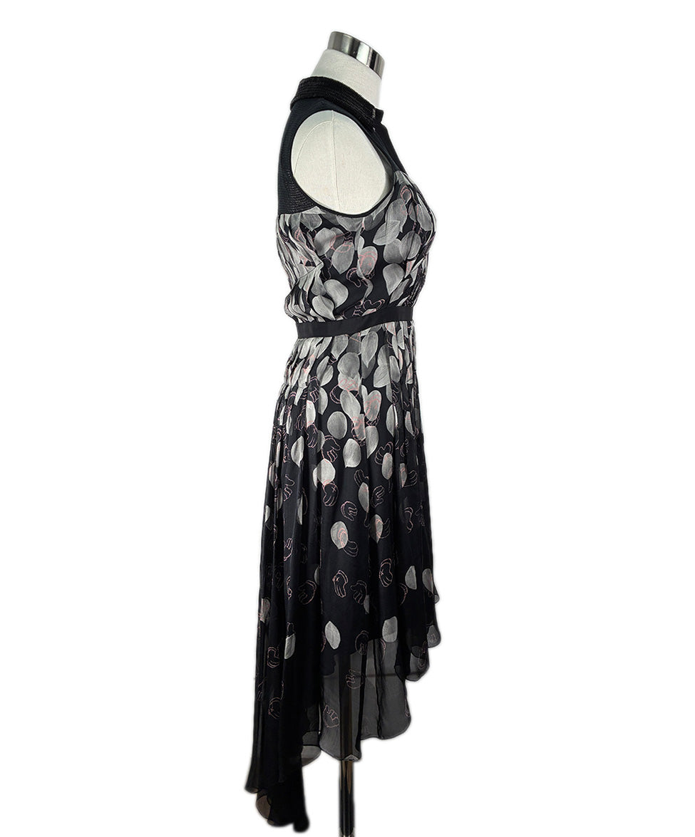 jason wu black dress Jason Wu Black Grey Pink Pleated Silk Dress Sz 2