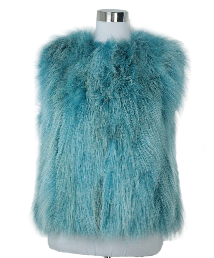 Jet Set Blue & Red Fox Fur Vest 