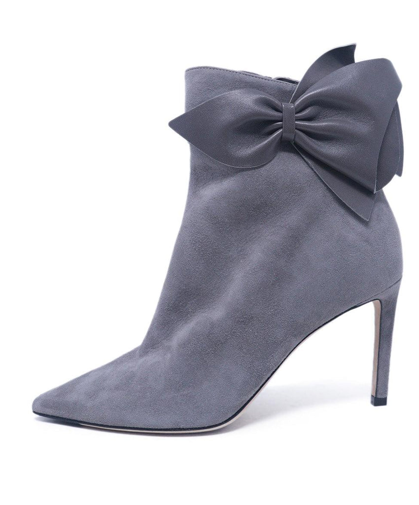 Jimmy Choo Grey Suede Bow Trim Booties 1