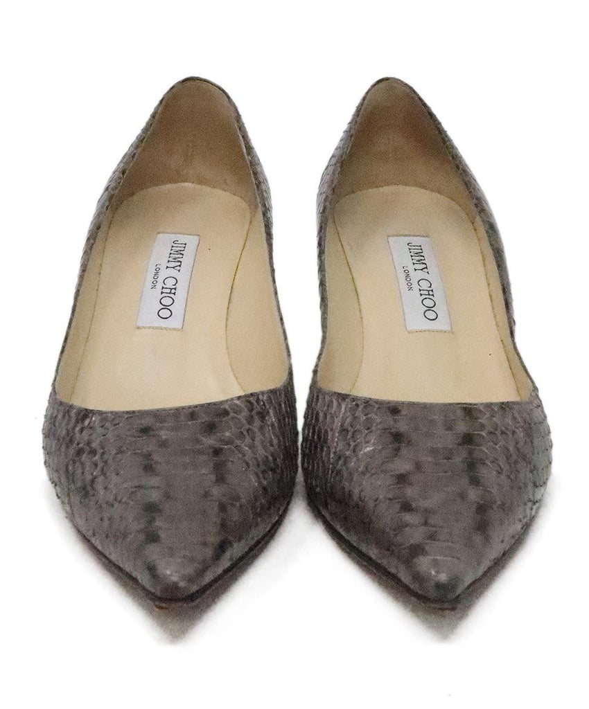 Jimmy Choo Taupe & Black Snake Skin Heels 3