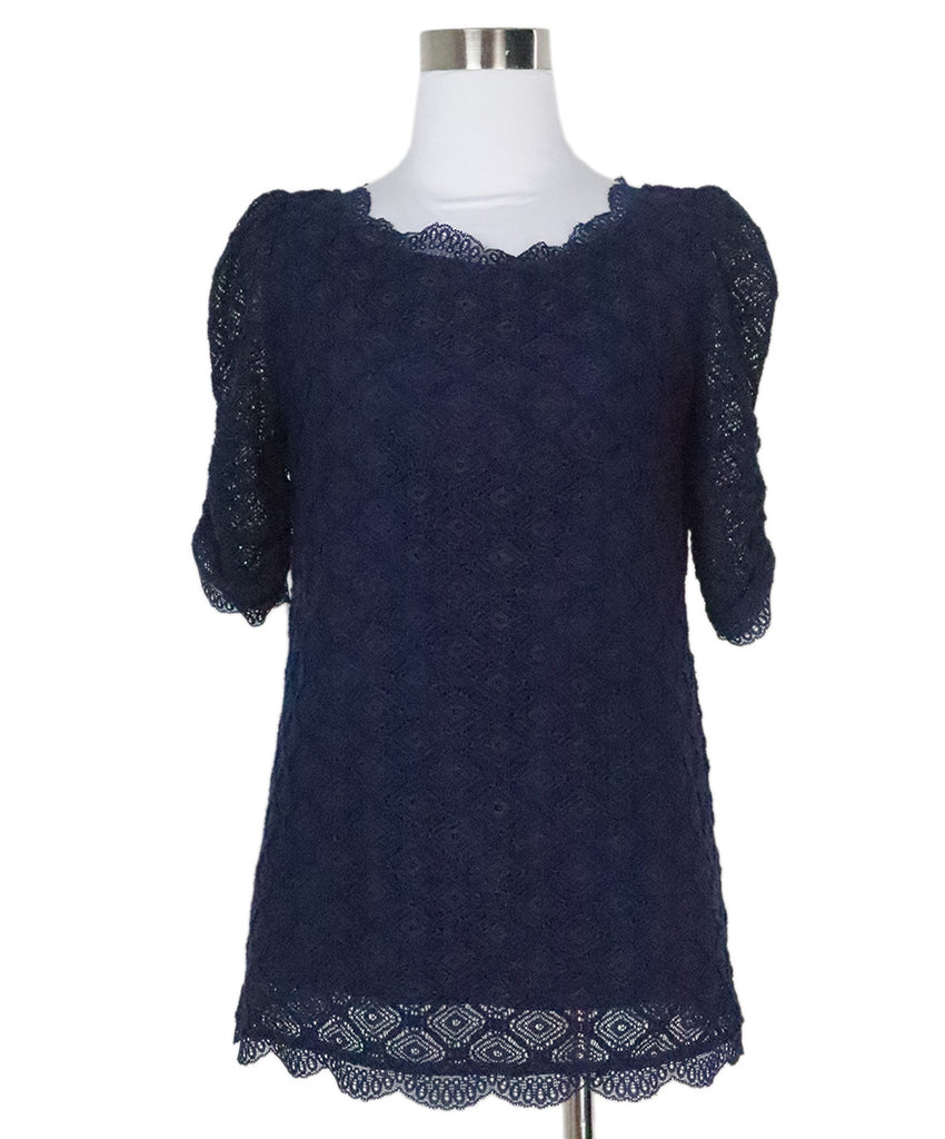 Joie Navy Blue Lace Top 