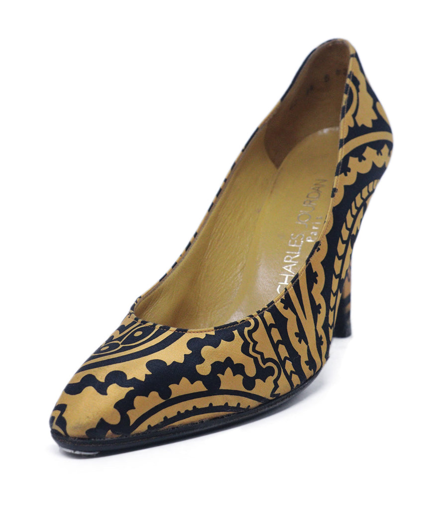 Charles Jourdan Vintage Black & Gold Heels 