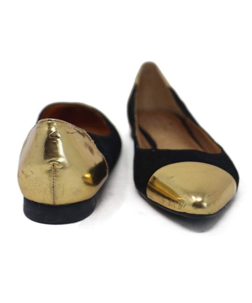 Kate Spade Black Suede & Gold Flats 2