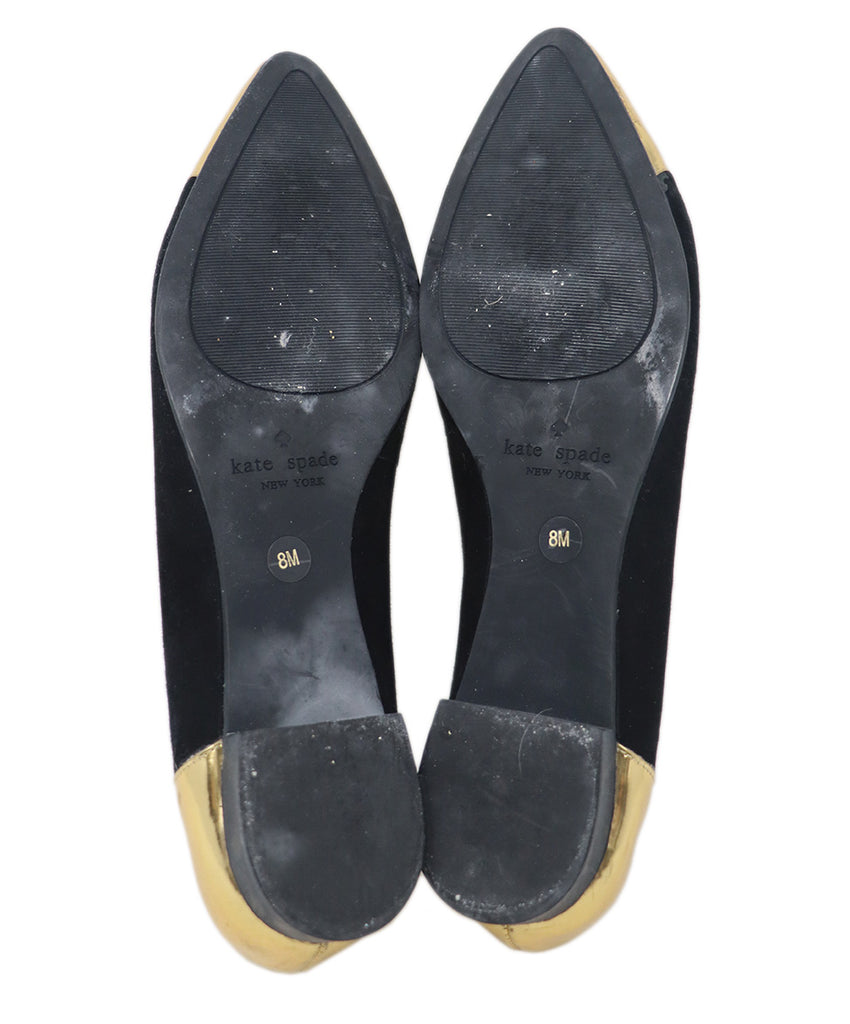 Kate Spade Black Suede & Gold Flats 4