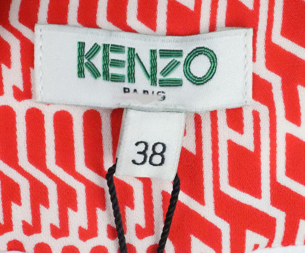 Kenzo Red & Multicolor Print Silk Dress 3