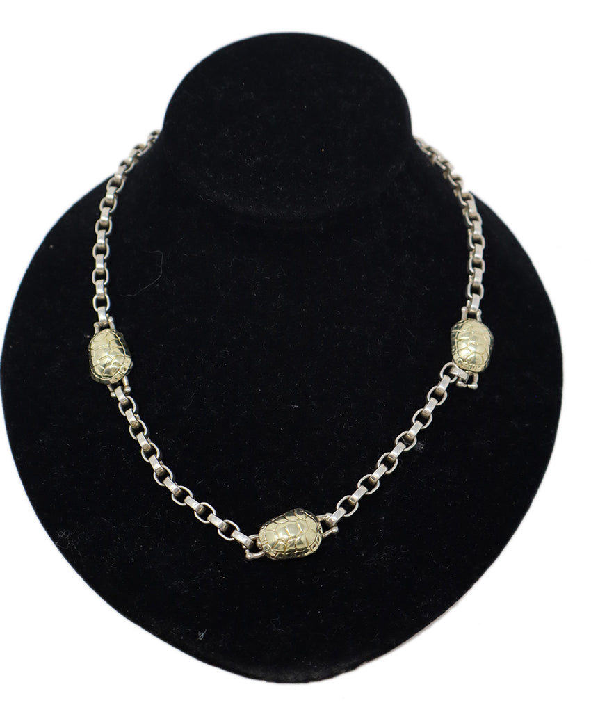 Kieselstein-Cord Sterling Silver & 14K Gold Turtle Necklace 