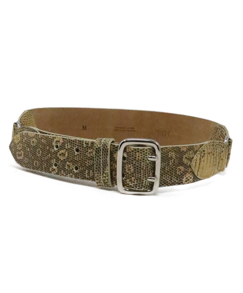 Lambertson Truex Cream & Black Lizard Skin Belt 