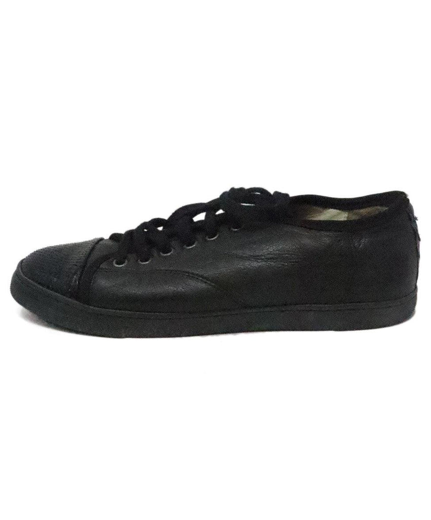 Lanvin Black Leather & Snakeskin Sneakers 1