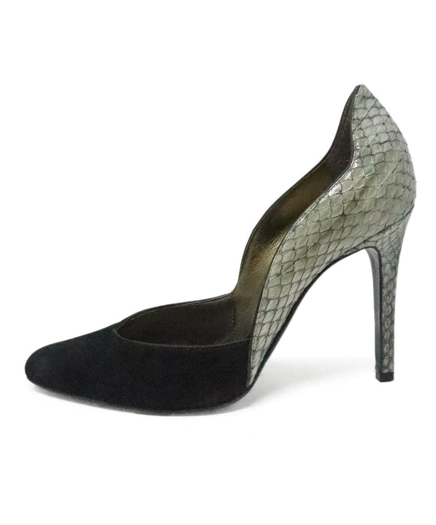 Lanvin Black Suede & Grey Snakeskin Heels 1