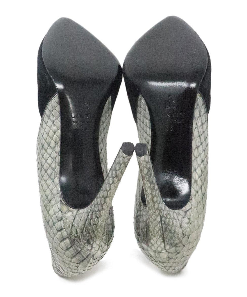 Lanvin Black Suede & Grey Snakeskin Heels 4