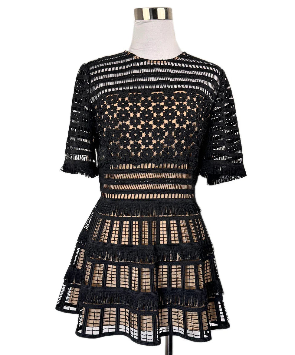Black / 6 Lela Rose Black Lace Top Sz6