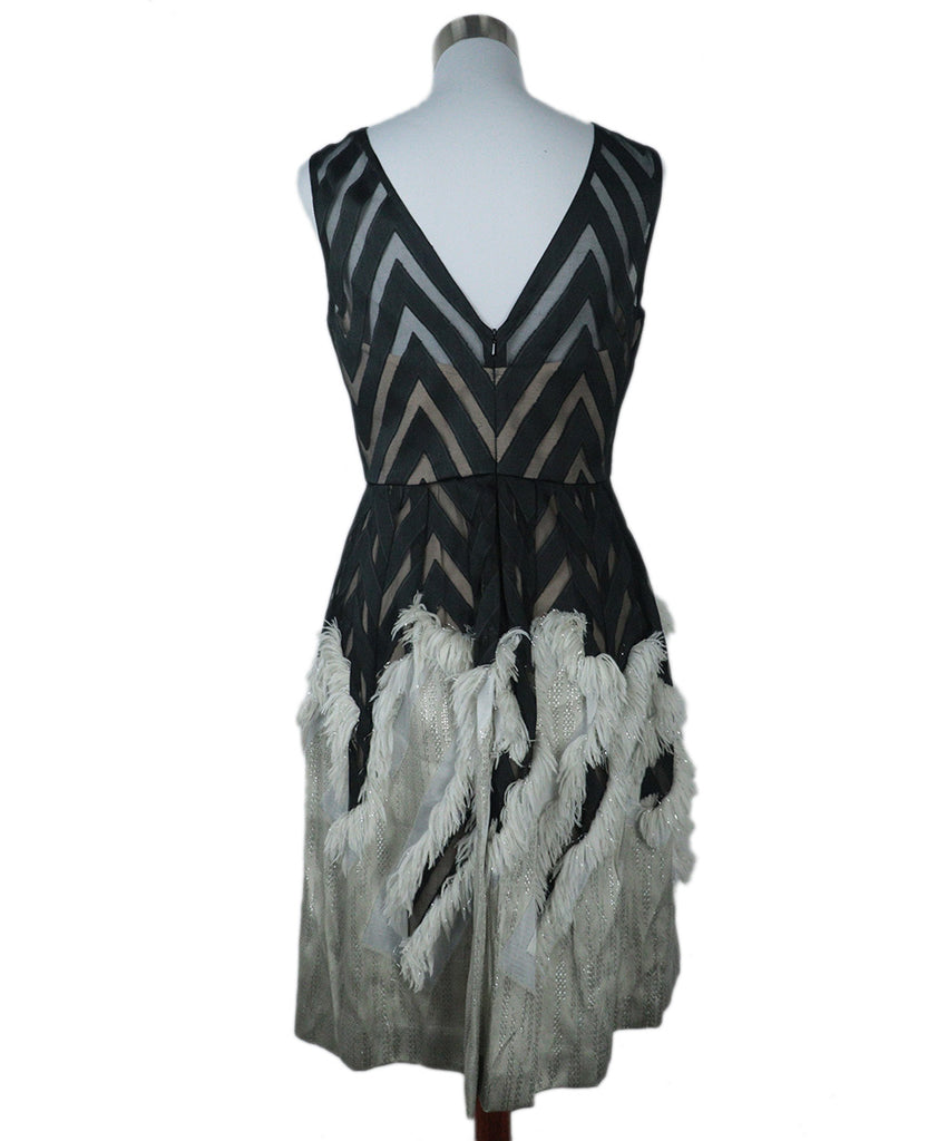 Lela Rose B&W Silk Fringe Dress 2