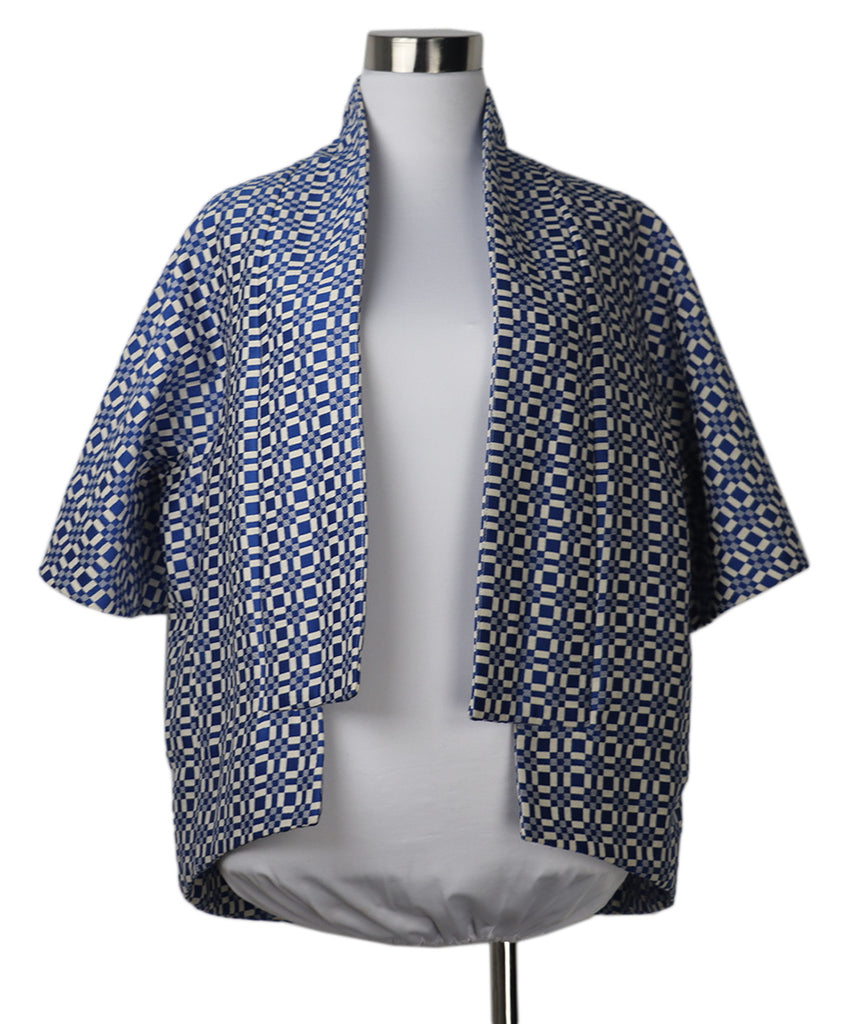 Lela Rose Blue & White Cotton Polyester Jacket 