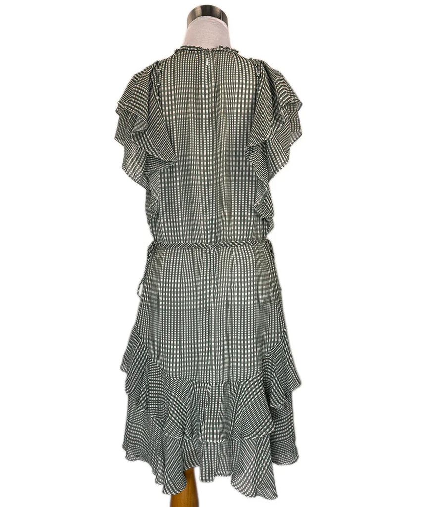 Lela Rose Green & White Plaid Silk Dress sz8