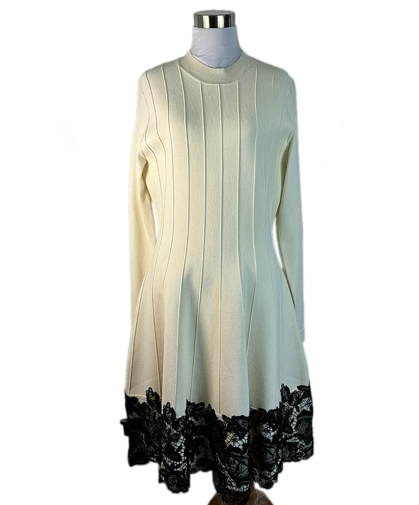 Lela Rose Ivory Viscose Spandex Black Lace Trim Dress sz 6 l Michael's  Luxury Consignment  Michael's Consignment NYC