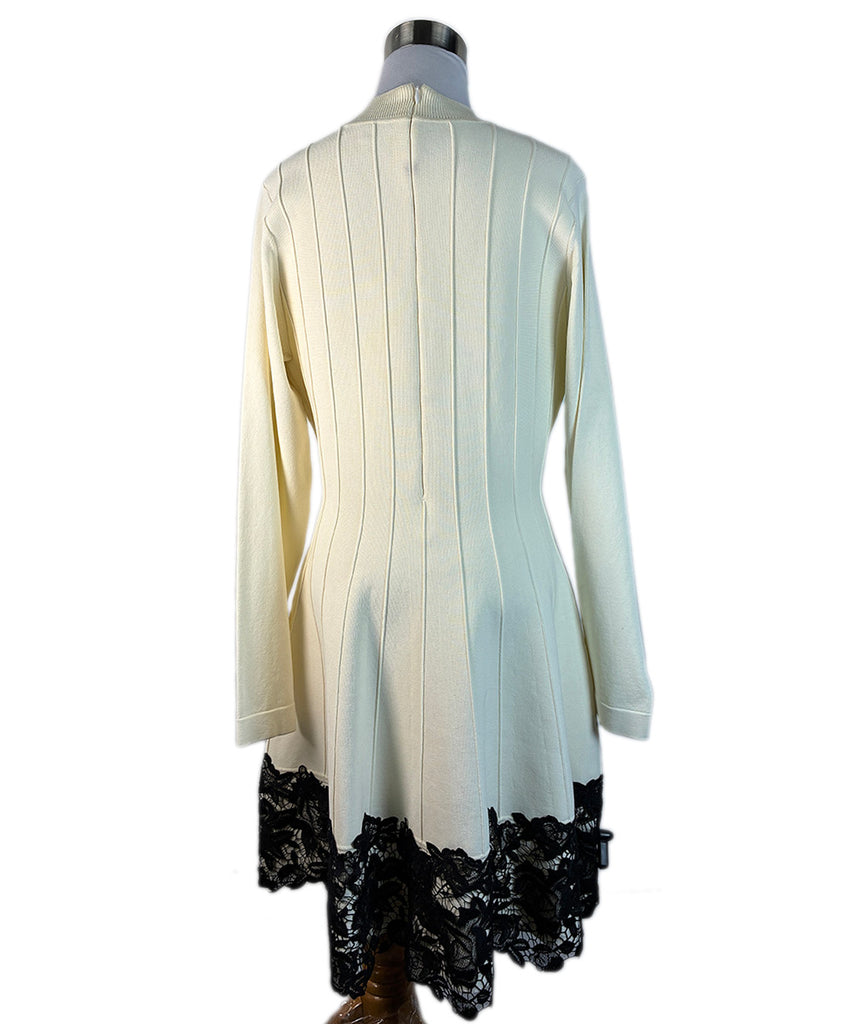 Lela Rose Ivory Viscose Spandex Black Lace Trim Dress sz 6 l Michael's Luxury Consignment Michael's Consignment NYC Lela Rose Ivory Viscose Spandex Black Lace Trim Dress sz 6 l Michael's Luxury Consignment Michael's Consignment NYC
