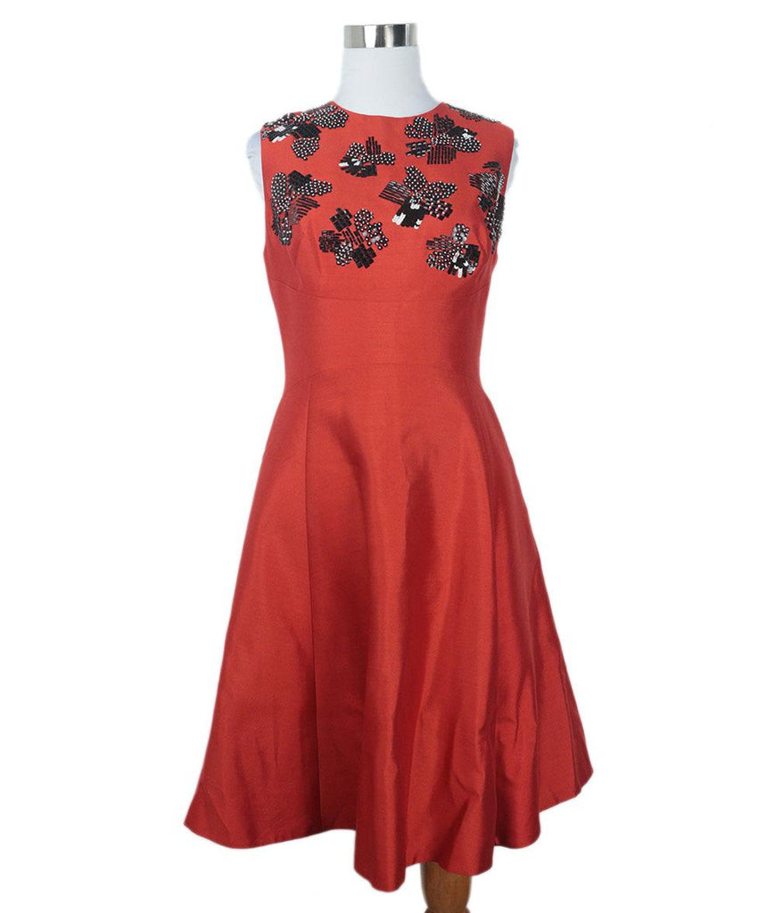 Lela Rose Red Beaded Dress 