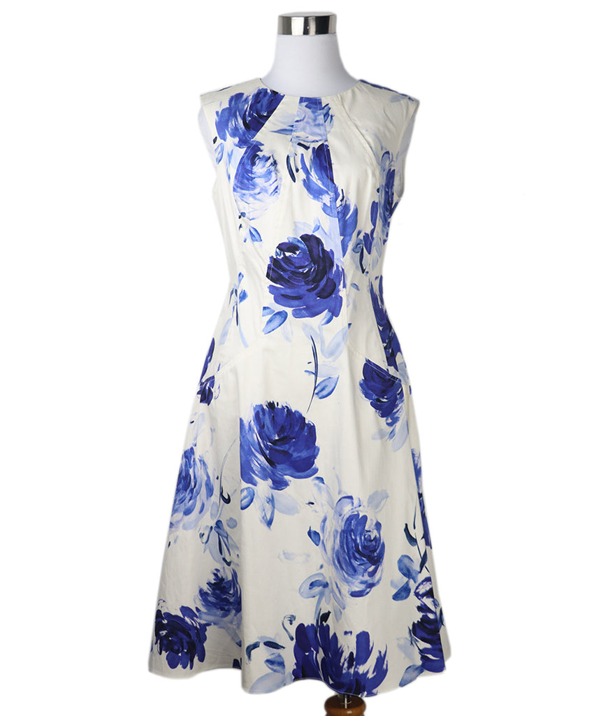 Lela Rose White & Blue Cotton Dress 
