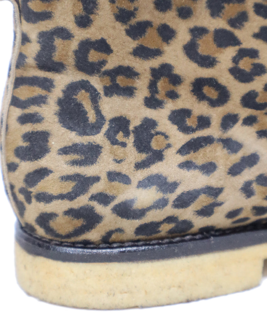 Leopard Print Suede Lace Up Booties 6