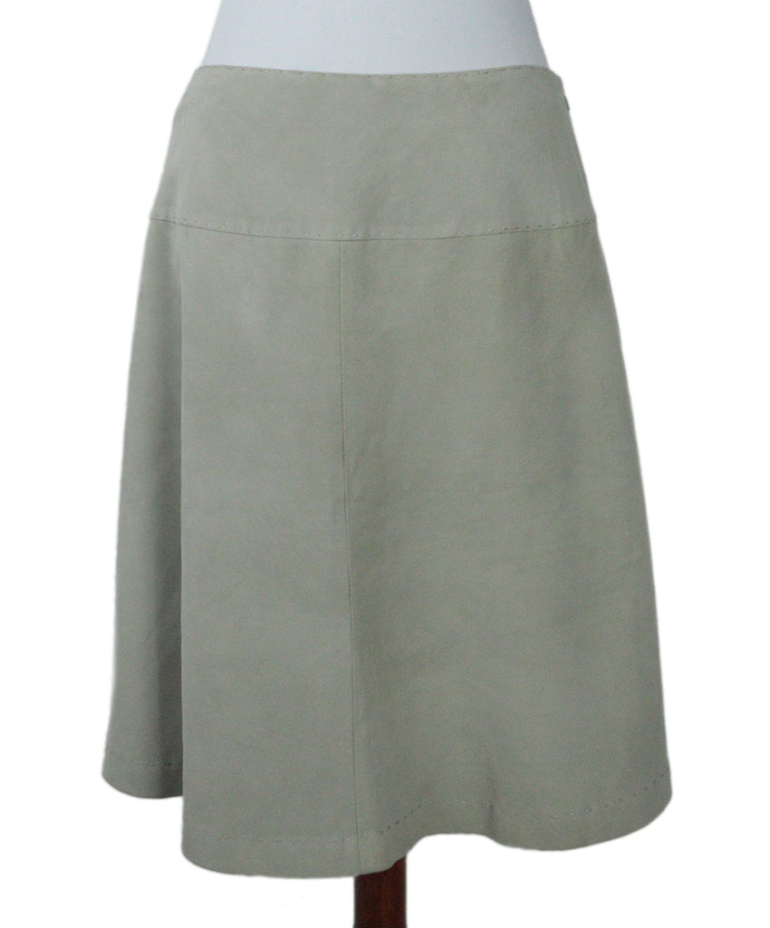 Les Copains Neutral Stitched Suede Skirt 