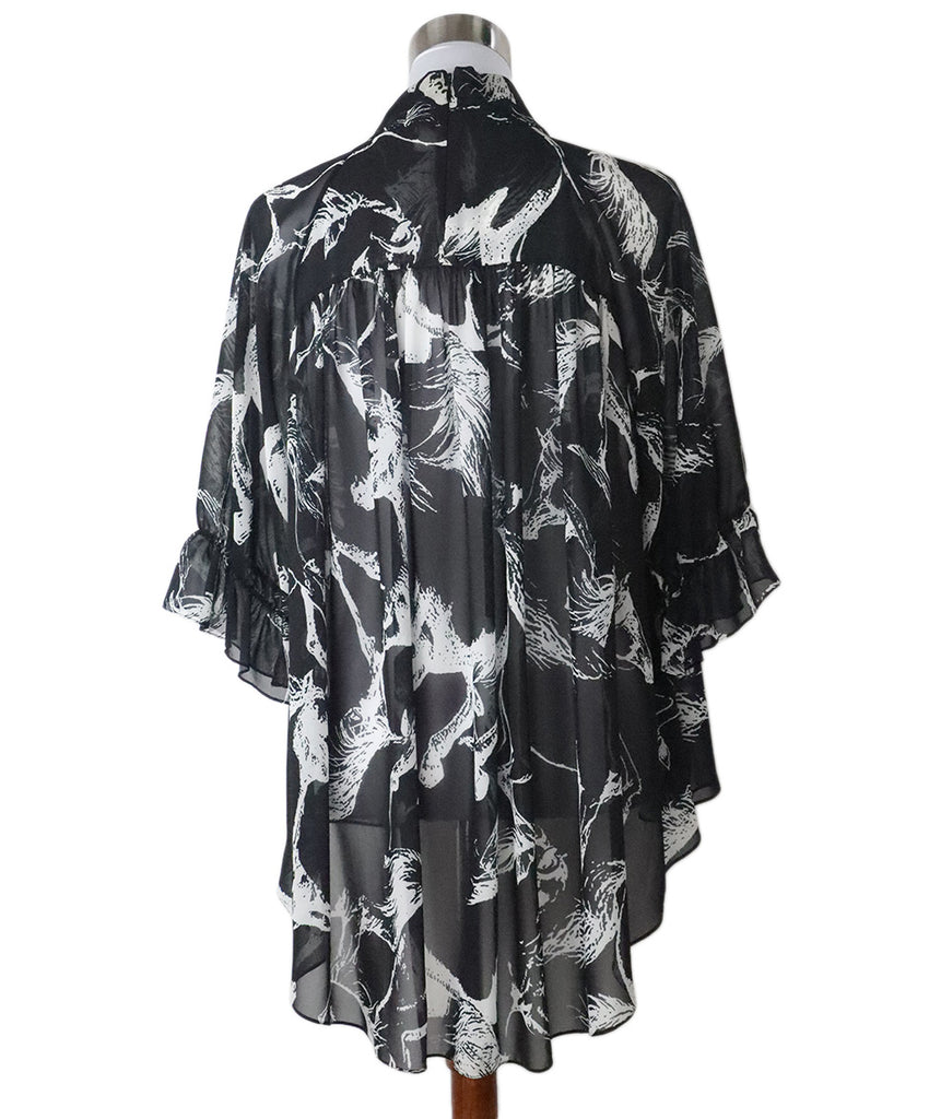 Lippes Black and White Silk Printed Blouse 2