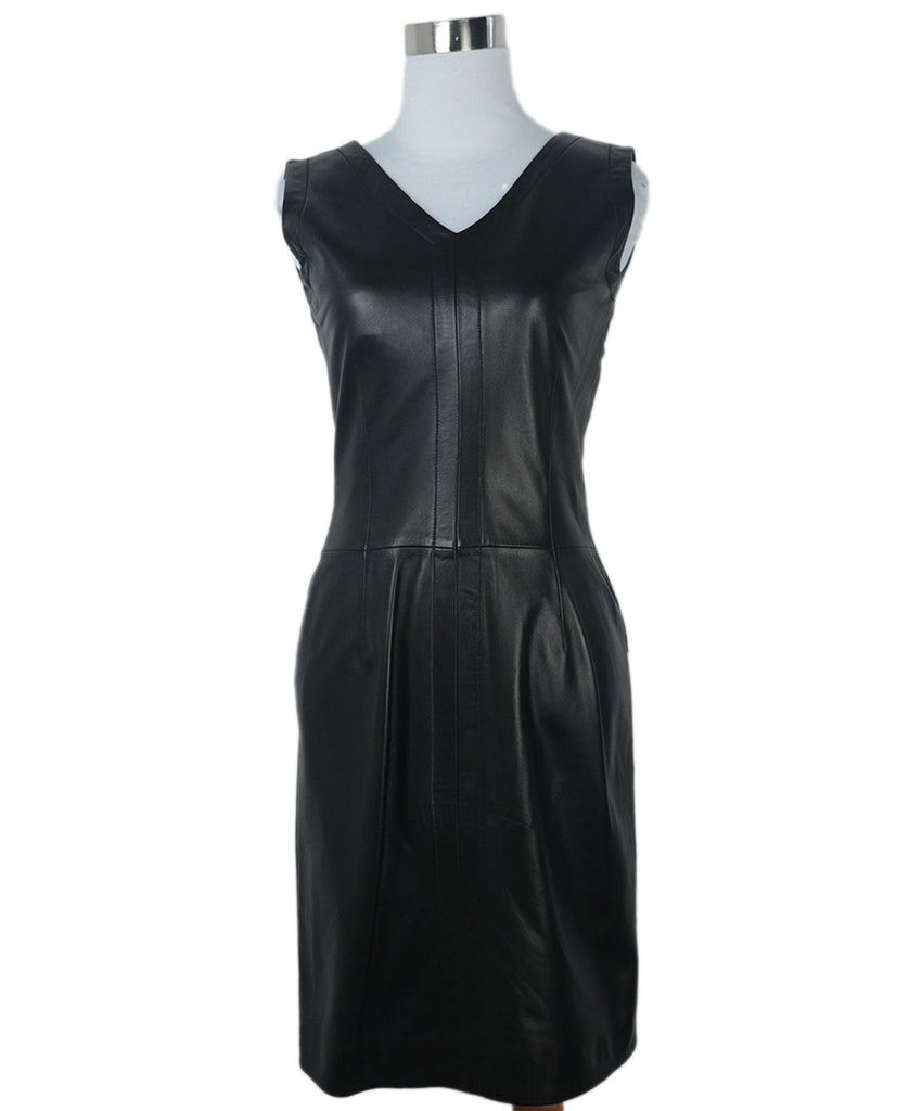 Loewe Black Leather Sleeveless Dress 