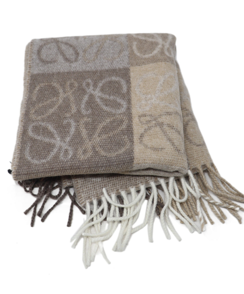 Loewe Taupe Wool Print Scarf 1