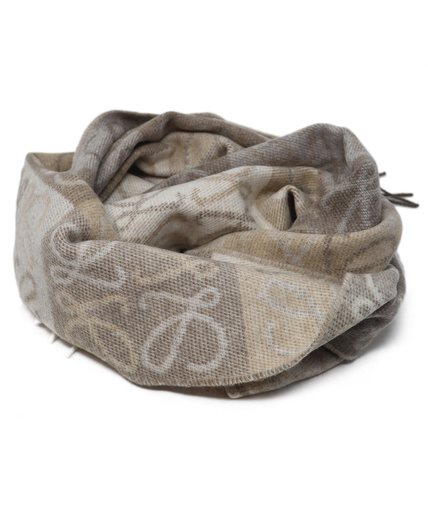 Loewe Taupe Wool Print Scarf 3