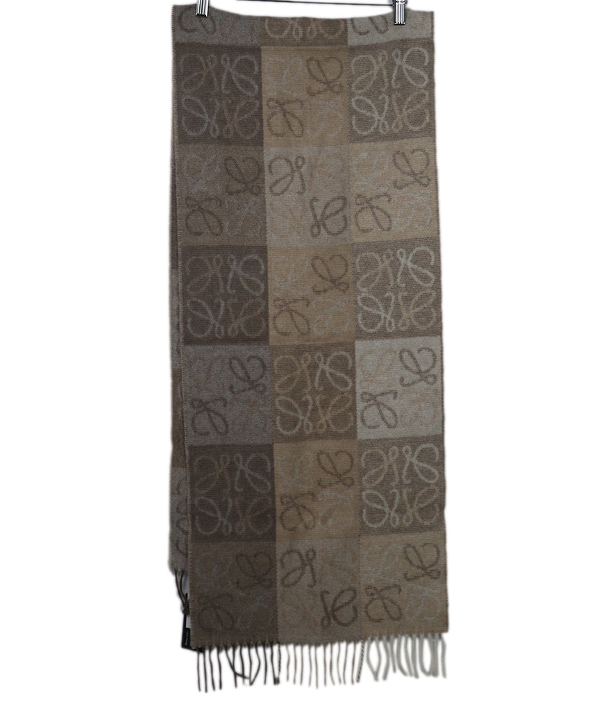 Loewe Taupe Wool Print Scarf 2