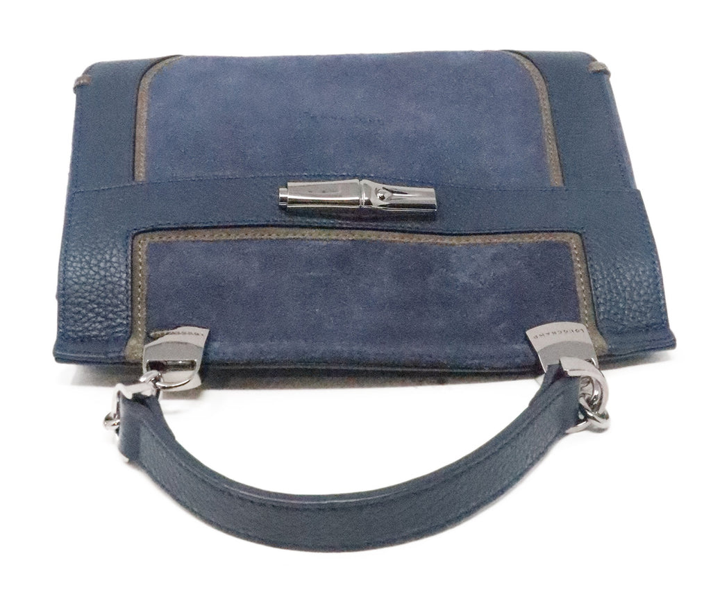 Longchamp Blue Leather Suede Shoulder Bag 4