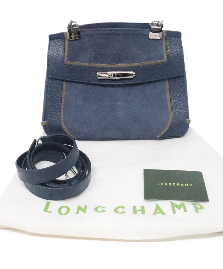 Longchamp Blue Leather Suede Shoulder Bag 5