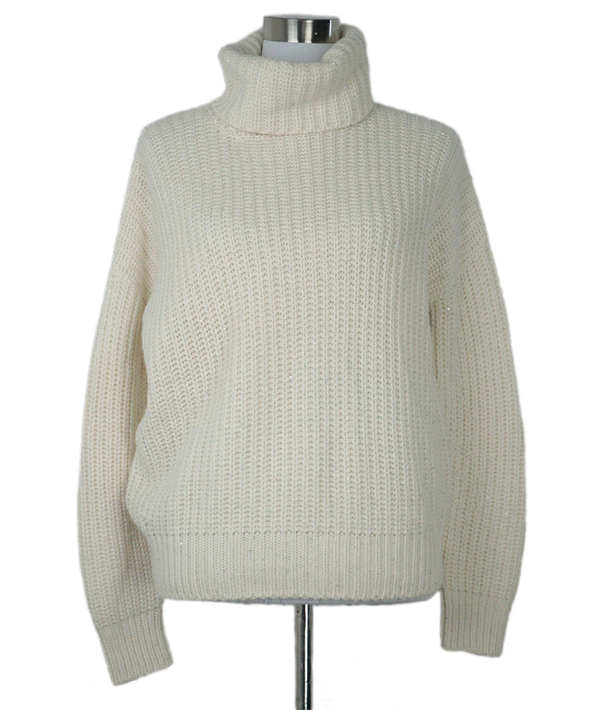 Loro Piana Cream Cashmere Sequin Turtleneck 